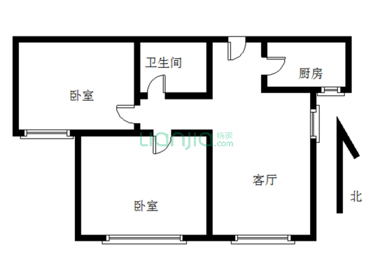 鸿坤理想湾南区 2室2厅 南-户型图