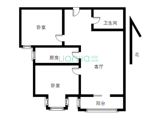 经典二居，交通便利，德信公园，配套齐全-户型图