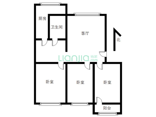开发区 政法街 槐林新村 南北通透三居 税费低-户型图