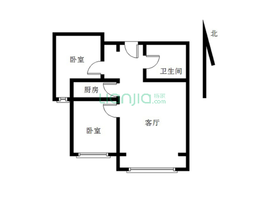 香邑溪谷一期 全南向两居室 出售-户型图