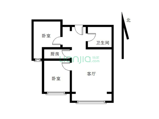 香邑溪谷一期 全南向两居室 出售-户型图