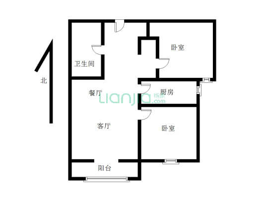 狮子城本区 全阳两居 高楼层 位置好 看房方便-户型图