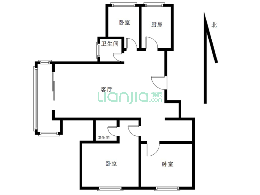 天地新城 3室2厅 南 北-户型图