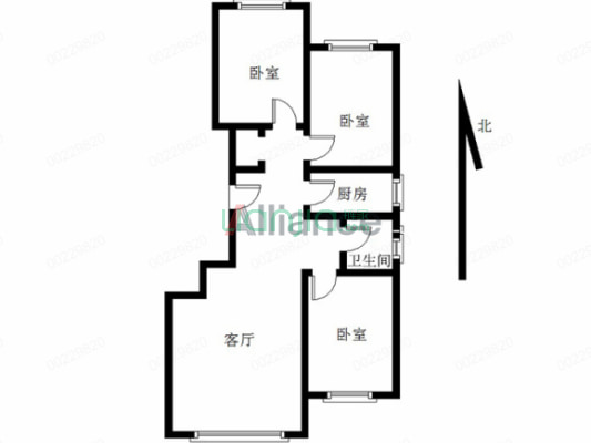 开发区 钻石广场 一梯两户三居室-户型图