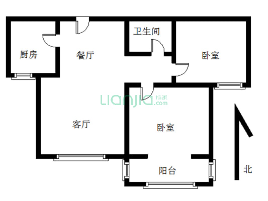 全阳两居室  采光好  户型方正-户型图