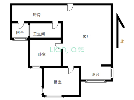 房本满五唯一 无遮挡  南向两居-户型图