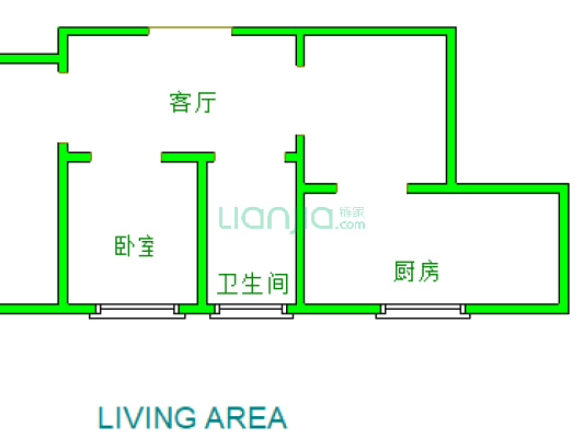 紫荆小区 2室1厅 南-户型图