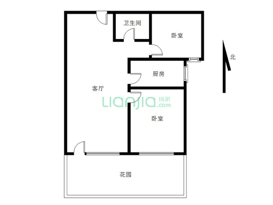 南向两居 带小院，带装修拎包入住，，，-户型图