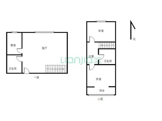 冠云路宏远景园小跃层两居出售 毛坯税费低-户型图