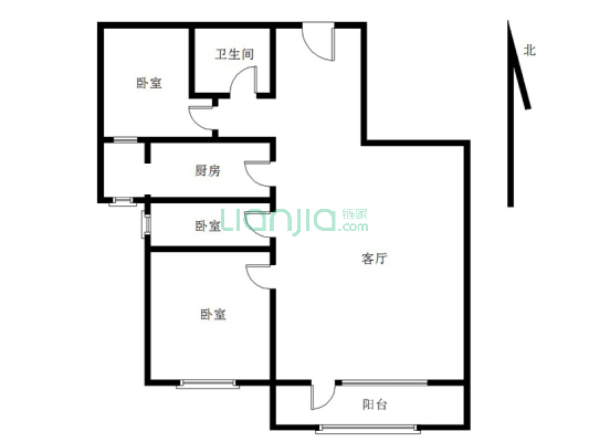 朝阳小三居 户户朝阳  采光好 央企社区-户型图