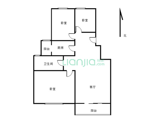 华融现代城 3室1厅 南 北-户型图