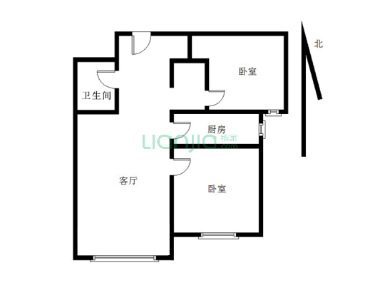 涿州东站 牛津花园 南向两居 毛坯 看房随时-户型图