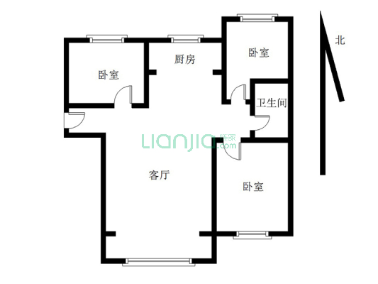 K2狮子城北区 3室2厅 南 北-户型图