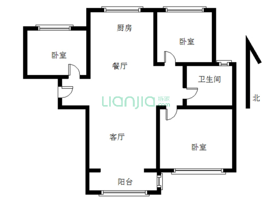 天伦湾一期 3室2厅 南 北-户型图