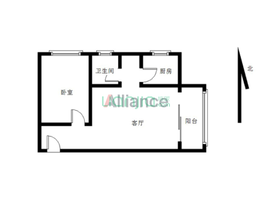 名流美域 1室1厅 东-户型图