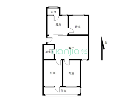 蓝天小区  120平大三居   106万可议  证满五年-户型图