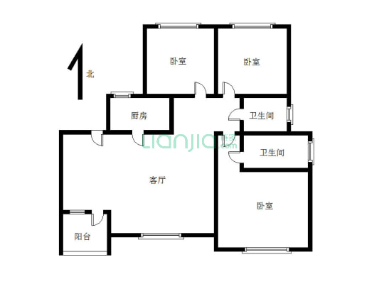 鸿坤理想湾北区135平米的大洋房-户型图