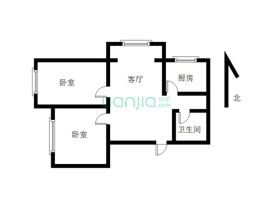 鹏渤印象城牛津花园 2室1厅 西 北-户型图