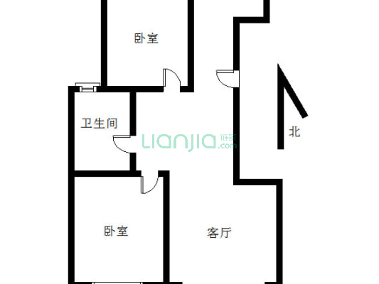 此房南北通透两居，房本快满二了，正常首付。-户型图