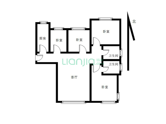 新干线 南北通透四居 双卫 小区环境优美-户型图