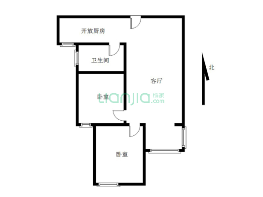 天伦湾一期 2室2厅 南-户型图