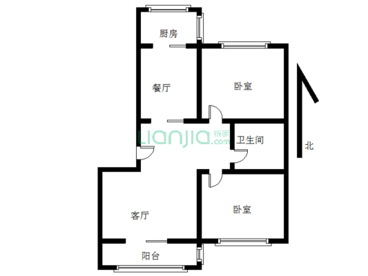 水乡园，南北通透两居室，房本满二，低楼层，采光好-户型图