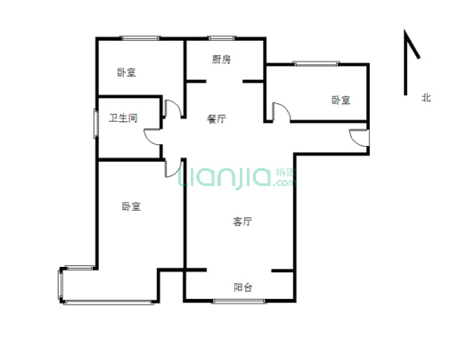 K2狮子城北区 3室2厅 南 北-户型图