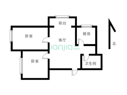 鹏渤印象城牛津花园 2室1厅 西北-户型图