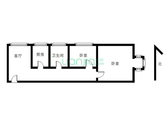 天保丽景 精装修 小两居 高楼层 采光好-户型图