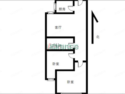 全南两居，精装修，看房预约租户-户型图