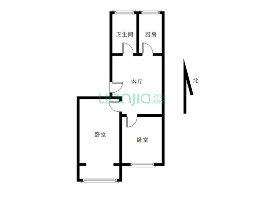 矿山局家属楼 3室2厅 南 北-户型图