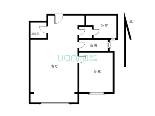 南向精装2居 户型方正满五 税费低.中间楼层.-户型图