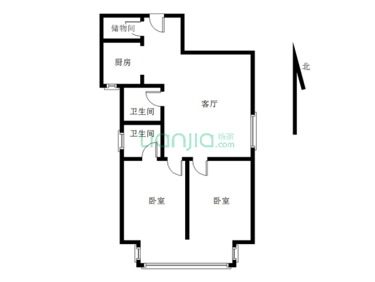 鸿盛凯旋门 2室2厅 南-户型图
