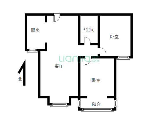 好楼层好位置，全阳户型大两居室。视线采光，都很好。-户型图