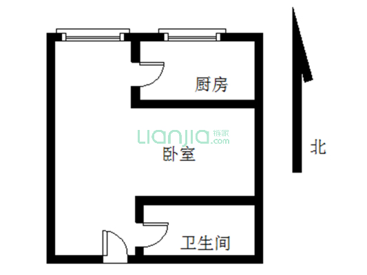 钻石广场集中供暖精装一居出售。-户型图