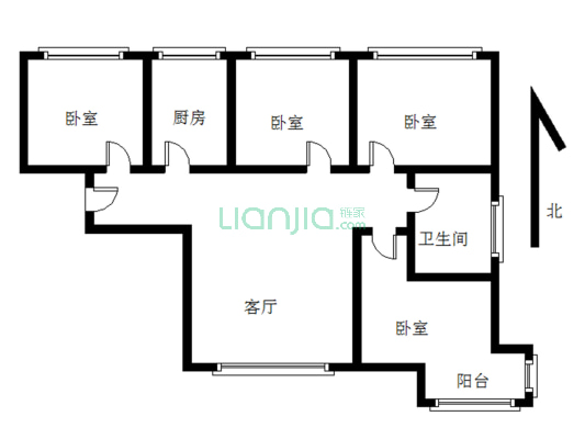 一步北京  三利一期 70年产权 民水民电 南北4居室-户型图