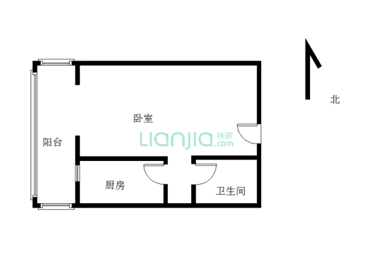 水岸花城 1室1厅 西-户型图