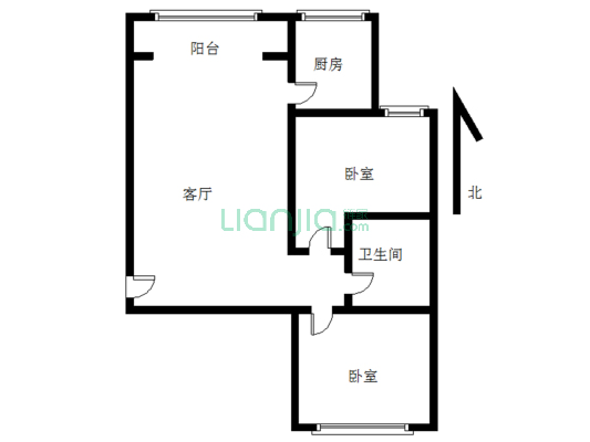 翡翠城 2室2厅 南 北-户型图