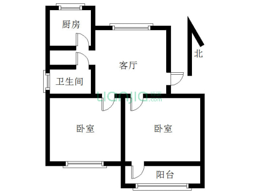 南北通透两居室 房本满五 采光好-户型图
