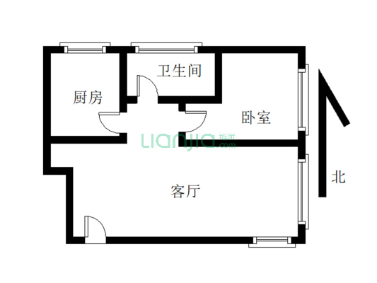 高铁东站 鸿坤理想湾一居毛坯 高楼层 景观房-户型图