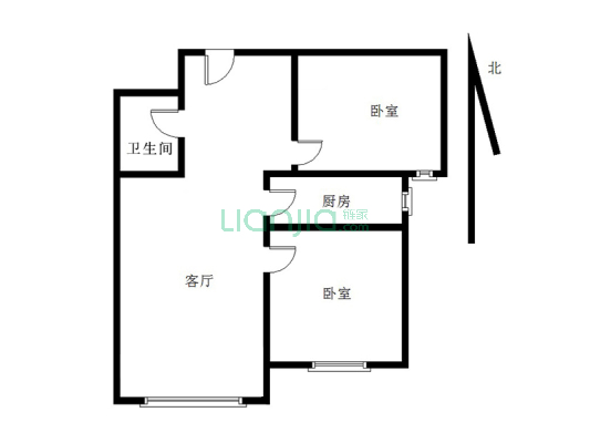 K2狮子城南区 2室2厅 南-户型图