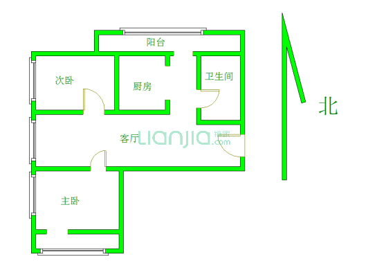紫荆小区 2室2厅 南 北-户型图