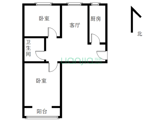 水岸花城 2室1厅 南 北-户型图
