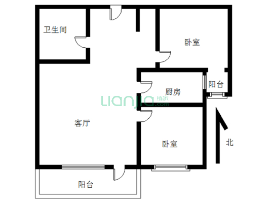 香邑溪谷 2室2厅 南-户型图