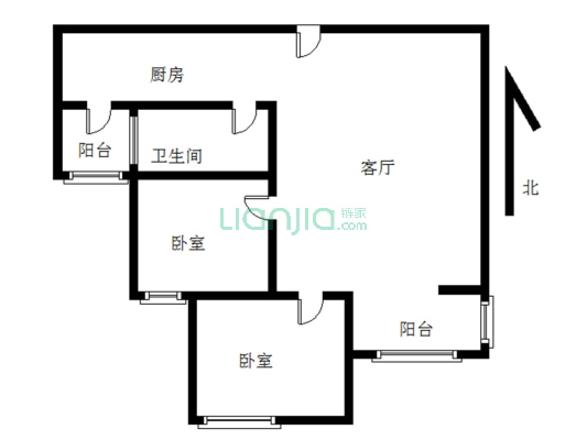 天伦湾一期 2室1厅 南-户型图