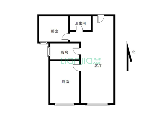 鸿坤理想湾南区 2室1厅 南-户型图