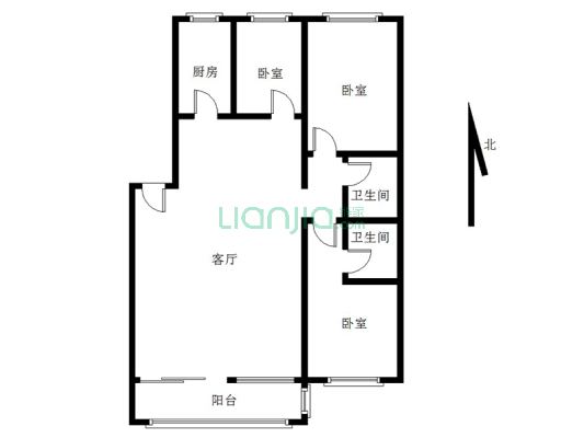 燕赵花园 3室2厅 南 北-户型图
