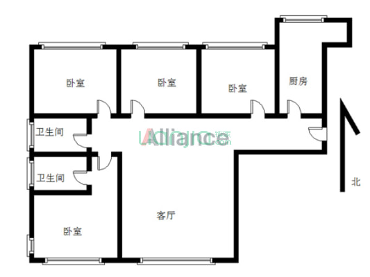 高铁新干线 3室2厅 南 北-户型图