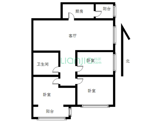 开发区 公园旁 精装修3居室 南北通透 满五唯一-户型图