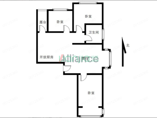 南北通透三居，精装，集中供暖，人车分流-户型图
